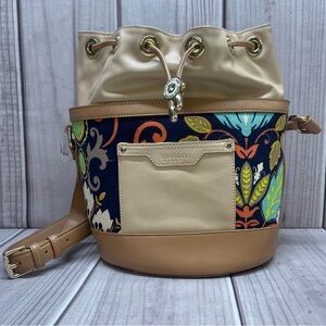 Spartina 449 Daufuskie Island Amelia Demi Crossbody Purse Handbag Leather Linen